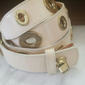 Coach Cream Colored Turnlock Legacy Belt